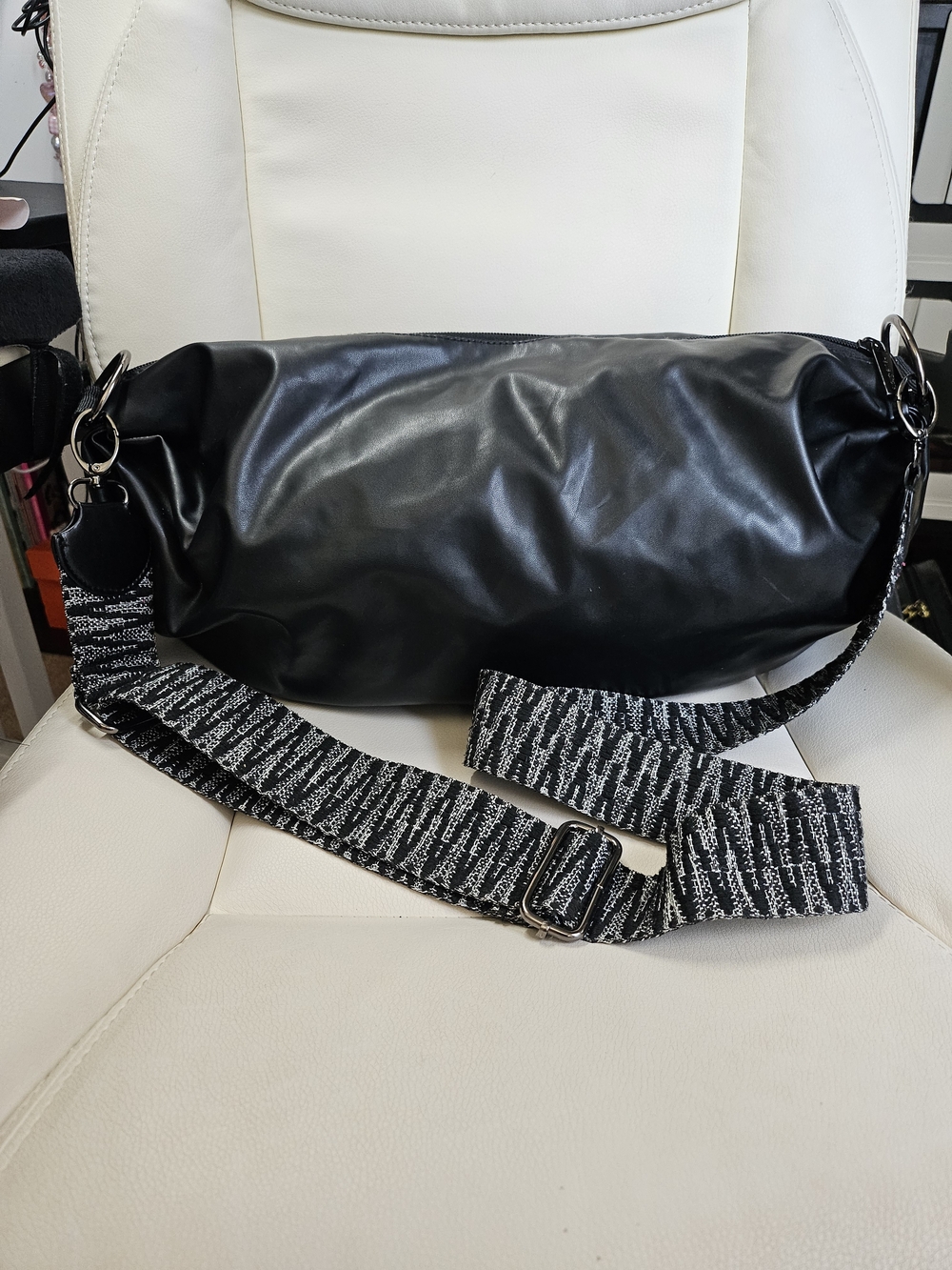 HAUTE SHORE Black Crossbody Bag with Guitar Strap